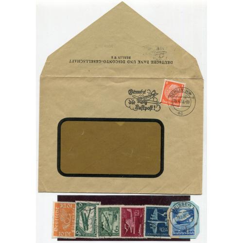 Комплект ІІІ Райх - конверт банку+марки авіа-пошти.