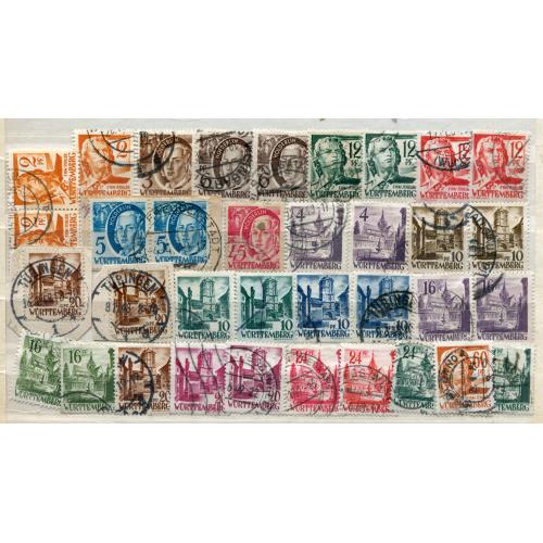 Комплект Зах. Німеччина, Райнлянд-Пфальц Вюртемберґ 1947-48, відтінки.