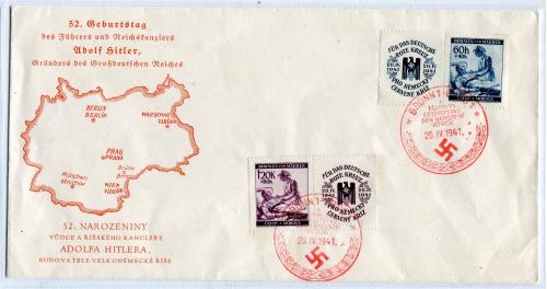 Конверт, печатки - ДН Гітлера. 1941 р. Чехія і Моравія.