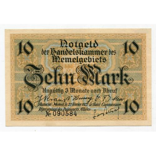 Нотґельд на 10 марок, Мемель 1922 р.
