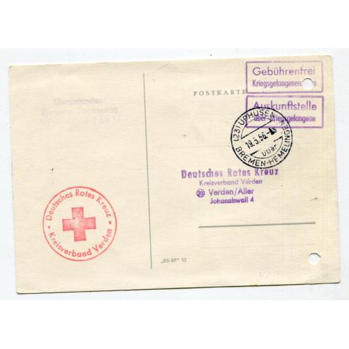 Поштівка Німецький Червоний Хрест 1956 р.