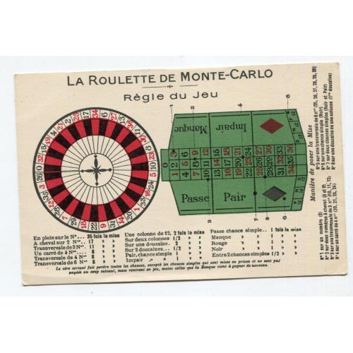 Поштівка рулетка Монте-Карло 1926 р.