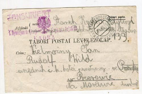 Таборова пошта. Польща. 1915 р. Цензуроване.