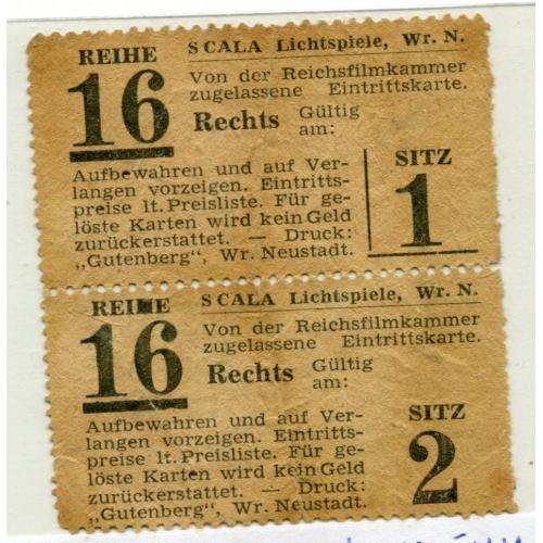 Вступні квитки німецькою мовою 1945 р.