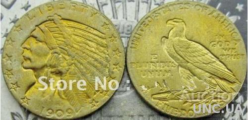 5  долларов  США 1909 год