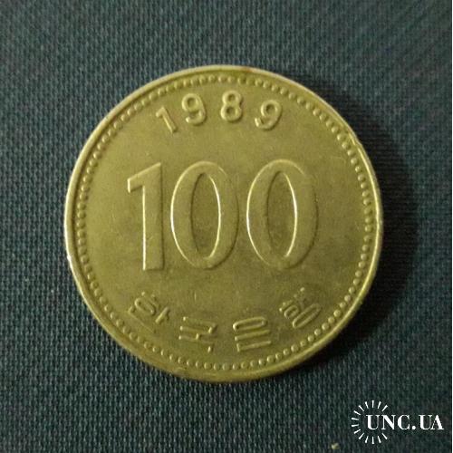 Южная Корея  100 Вон 1989 г.,Медно-никелевый сплав, 5.42g, ø 24mm, Отличный Сохран!!!В Коллекцию