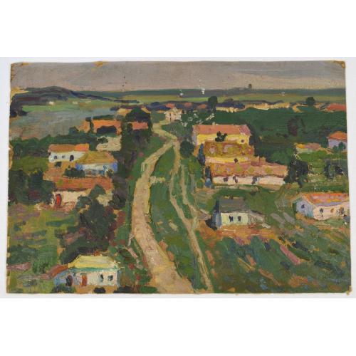 Етюд художника Сахненко Віктор Іванович "Село", 1959 рік.  (1)