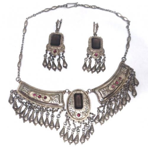 Срібний вінтажний набір: кольє та сережки 925 проба (43)