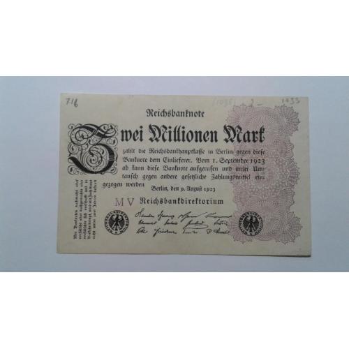 Германия. 2000000 (2 миллиона млн.) марок. 1923.