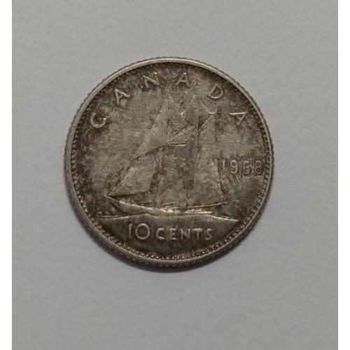 Канада. 10 центов. 1968. СЕРЕБРО.