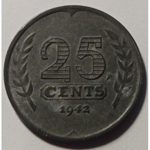 Нідерланди. 25 центів. 1942. Німецька окупація.