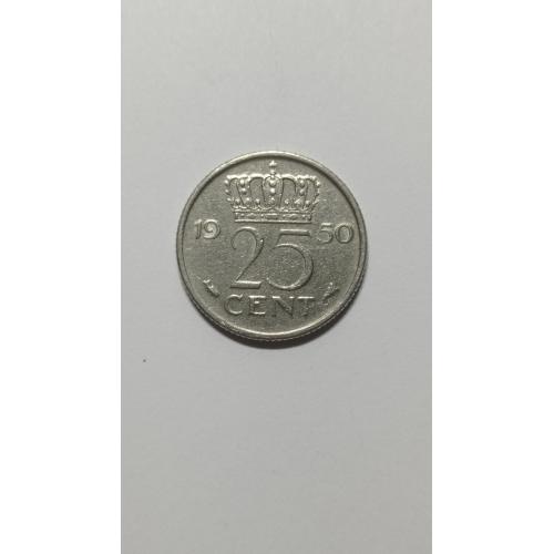 Нидерланды. 25 центов. 1950.