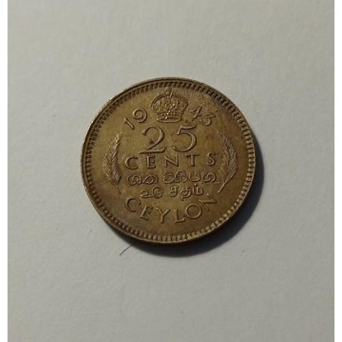 Шрі-Ланка. Цейлон. 25 центів. 1943.