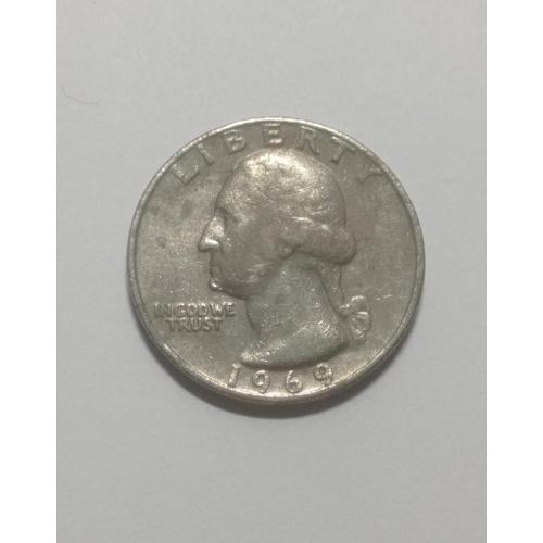 США. Квотер. 25 центов. 1/4 доллара. 1969.