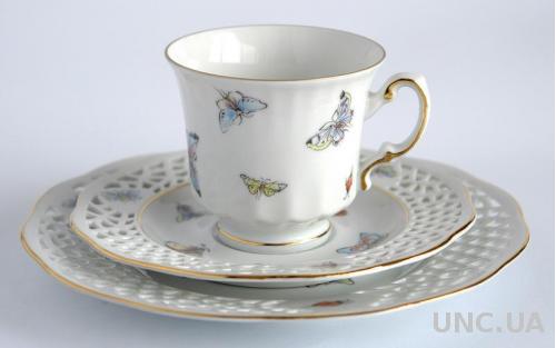 Чашка, блюдце, тарелка Бабочки фарфор Burg Lindau Fv8