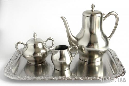 Чайно-кофейный сервиз олово посеребрение Holland
