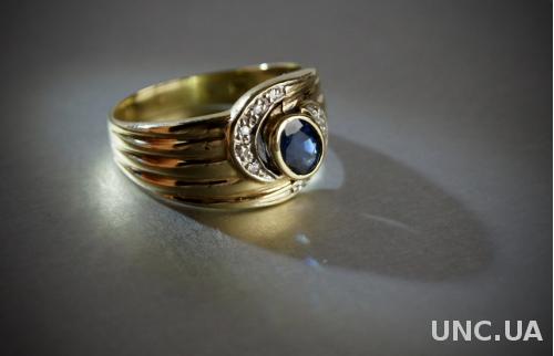 Кольцо золото 585 бриллианты сапфир Germany
