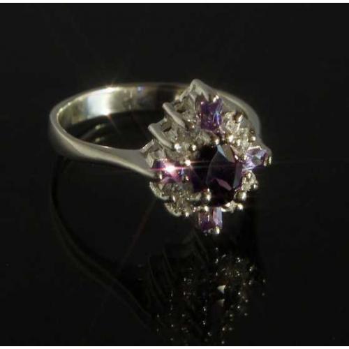 Срібна каблучка кілечко аметисти циркони 925 прб Austria