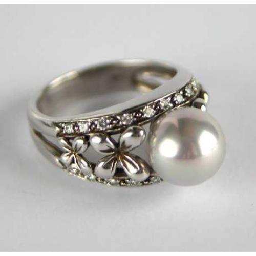 Срібна каблучка кілечко перлина циркони 925 проба Austria