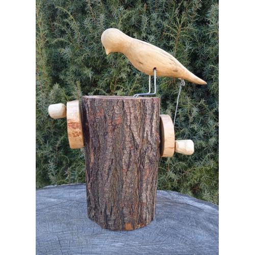 Вінтажна механічна іграшка "Пташка" (репліка), дерево, різьба