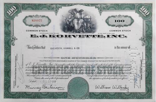 Акция Сертификат на 100 Акций E.J.Korvette, Inc. 1961 США Mt 02