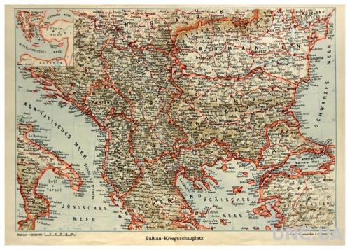 Карта Балканский театр военных действий Первая мировая 1919 Fv8.3
