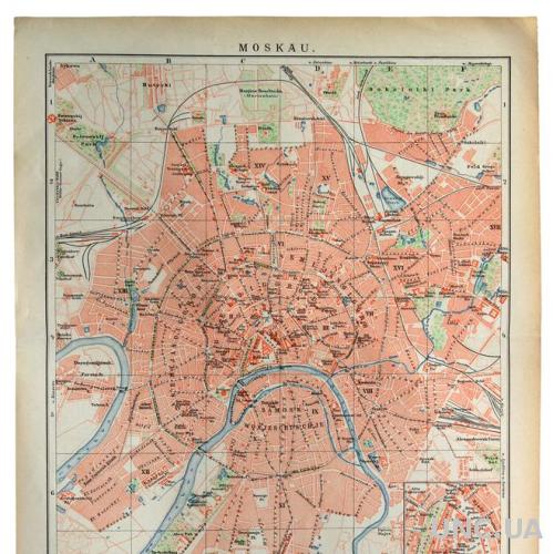 Карта Москва Moskau, 1892-95 Германия Оригинал Fv8.8
