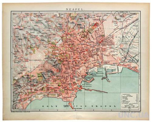 Карта Неаполь Neapel, 1892-95 Германия Оригинал Fv8.8
