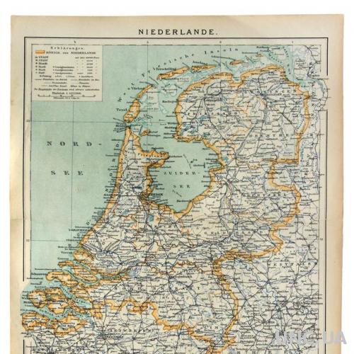 Карта Нидерланды Niederlande 1892-95 Германия Оригинал Fv8.8
