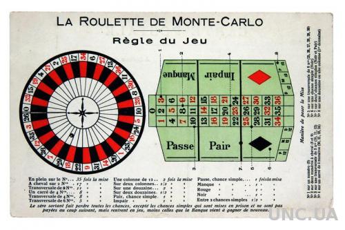 Открытка почтовая карточка Рулетка 1930-е гг. Монте-Карло Fv8.4