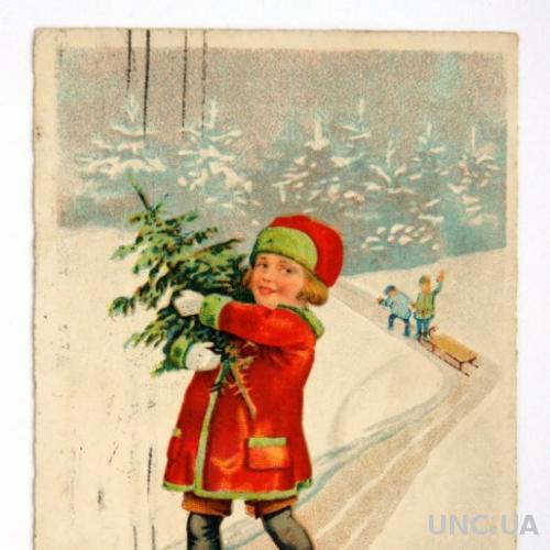 Открытка Рождество Weihnachts 1927 Авиа Германия