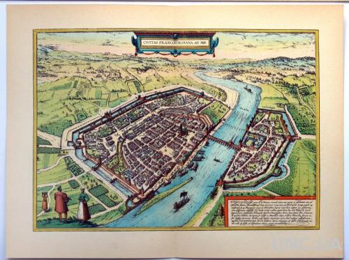 План карта Франкфурта-на-Майне 1570 г. копия 1938 года Лейпциг Fv8.9
