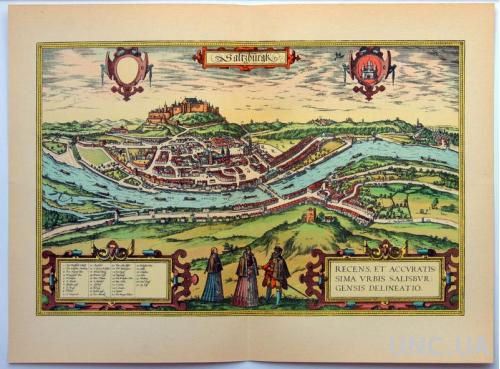 План карта Зальцбурга 1570 г. копия 1938 года Лейпциг Fv8.9
