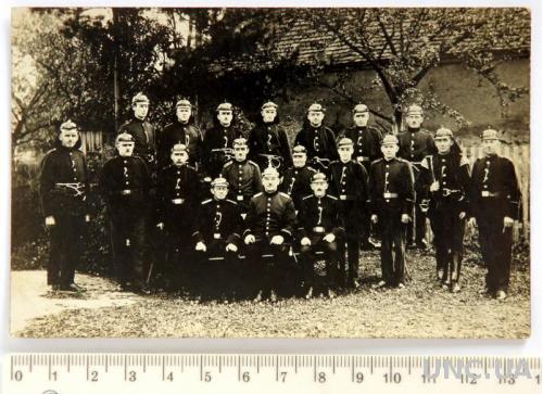 Старая фотография Пожарная команда Пожарные в униформе 1910-е Германия aP
