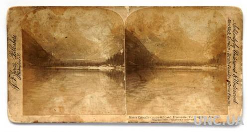 Старая стереоскопическая карточка Озеро стереофото 1900-е США