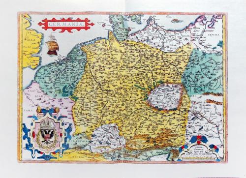 Старинная карта Германии на бумаге верже 1595 Abraham Ortelius