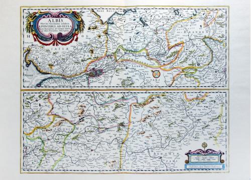 Старинная карта Река Эльба на бумаге верже 1657 Jan Janssonius