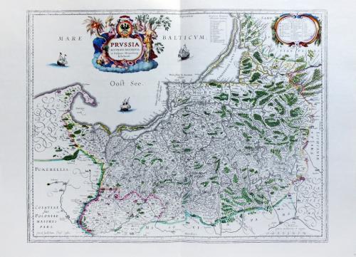 Старинная карта Восточной Пруссии на бумаге верже 1650 Willem Blaeu