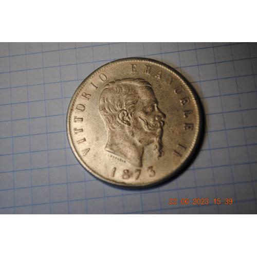 5 лир Италия 1873 год серебро