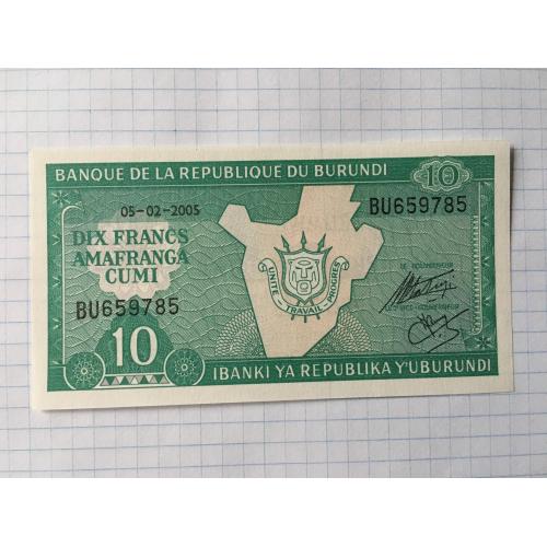 Бурунді 10 франків 2005