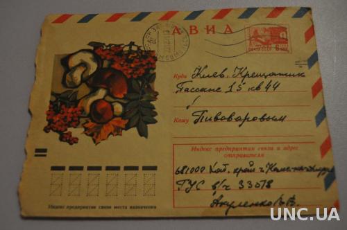 Конверт почтовый СССР 1971 Грибы Листья 