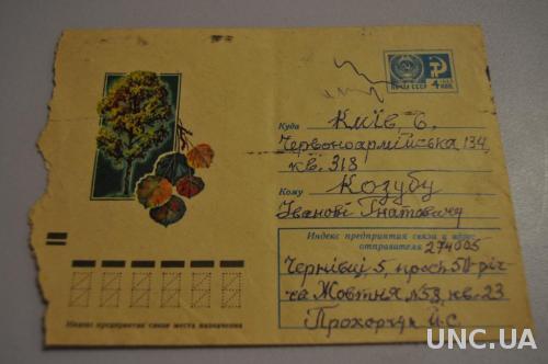 Конверт почтовый СССР 1973 Осина 