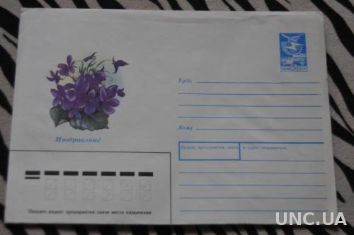  Конверт почтовый 1989 Поздравляем Цветы 