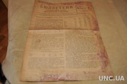 ЖУРНАЛ БЮЛЛЕТЕНИ СТАТИСТИКИ ТРУДА МОСКОВСКОЙ ГУБЕРНИИ 1920Г. №5-6
