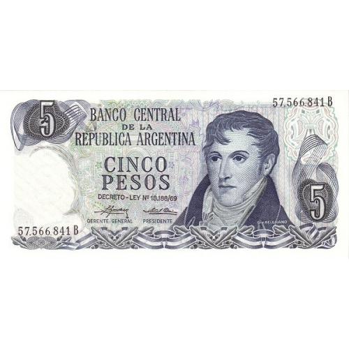 Аргентина 5 песо 1973-1976 г UNC