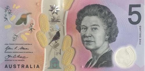 Австралия 5 долларов   2016 г UNC  (пластик)