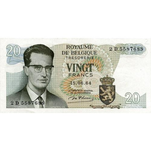 Бельгія 20 франків 1964 р UNC