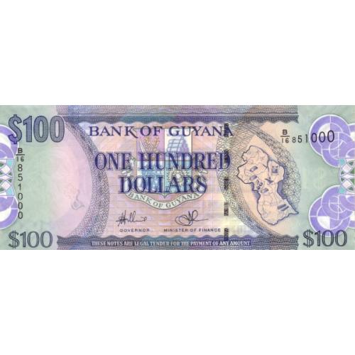 Гайяна 100 долларов 2005 UNC