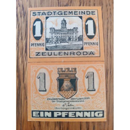 Германия Цойленрода Грайц 1 пфенниг 1920
