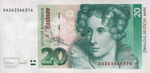 Германия ФРГ 20 марок 1993 UNC